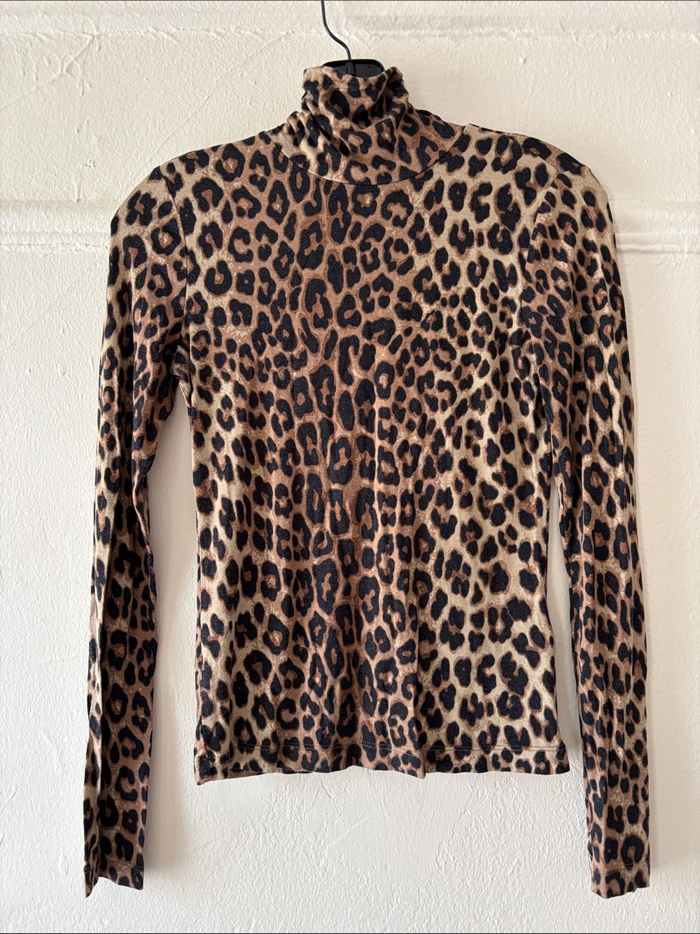 Leopard Print Turtleneck Long Sleeve Top